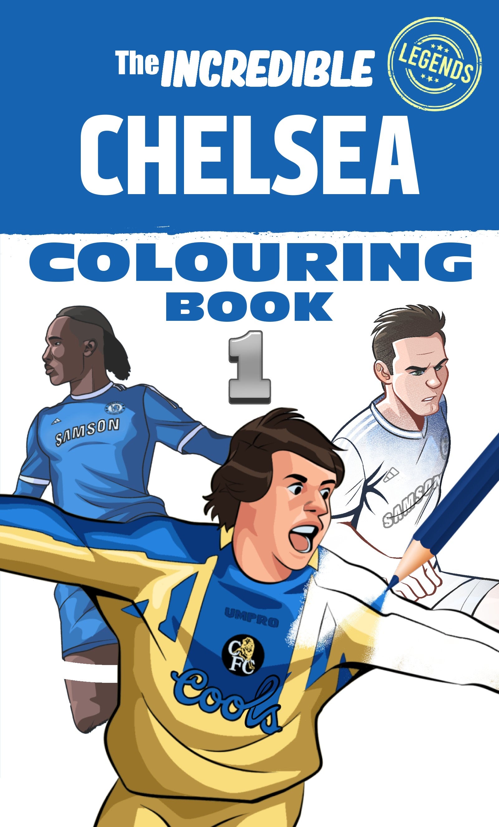 Chelsea Cartoon Writing Chelsea Legends Colouring Pack – The Brilliant Game